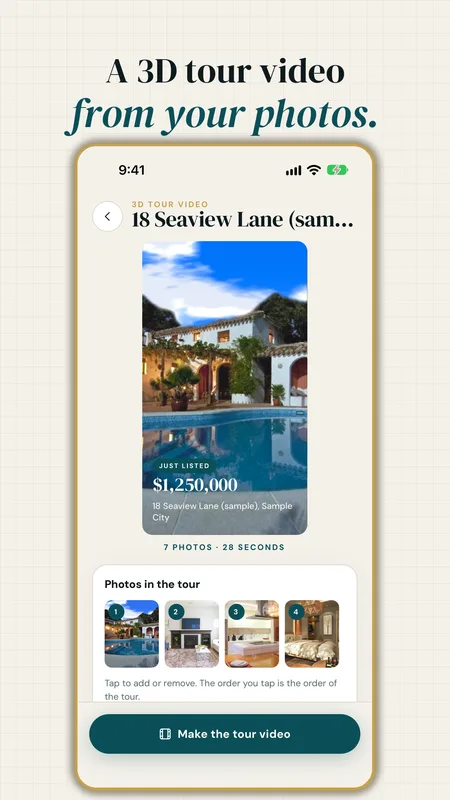 3D tour video built from listing photos