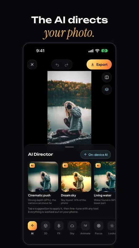 AI Director suggesting complete edits for a photo