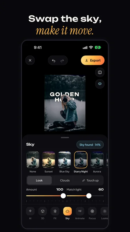 Choosing an animated sky for a photo