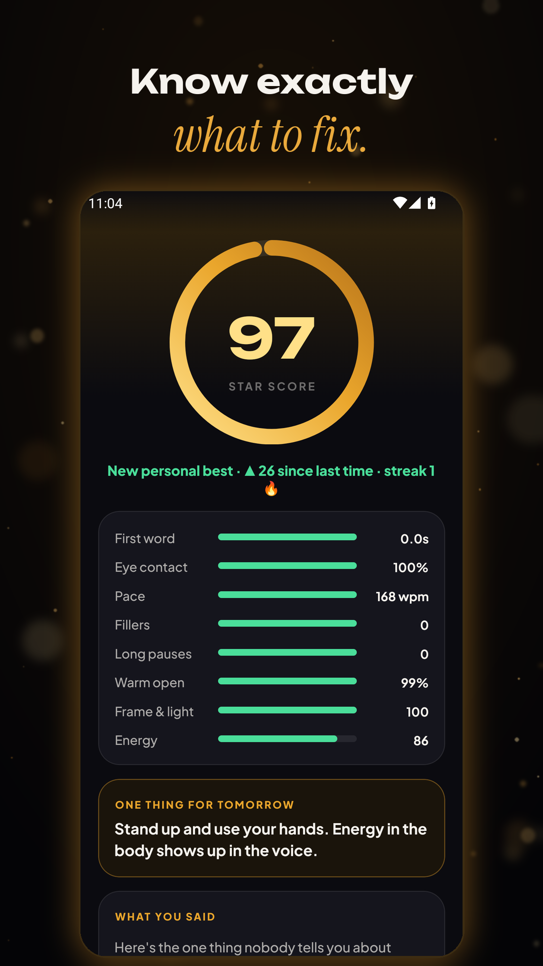 Star Score after a take